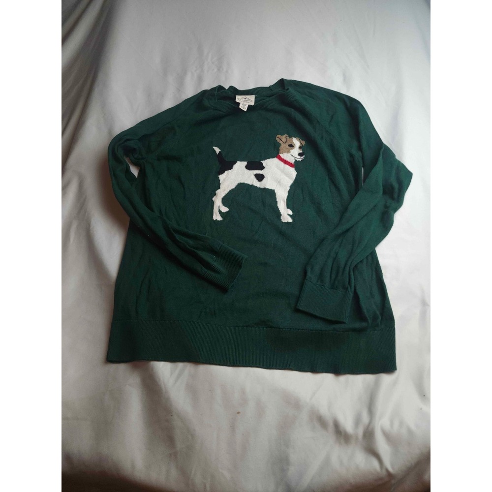 St Johns Bay Green Dog Sweater Jack Russell Terrier Pullover Womens Large - Picture 2 of 8